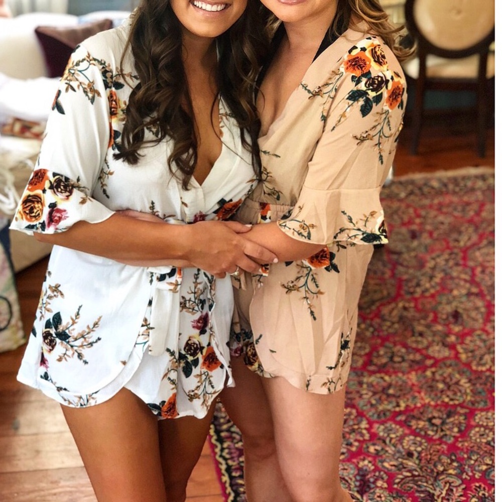 Cream flowered romper!!